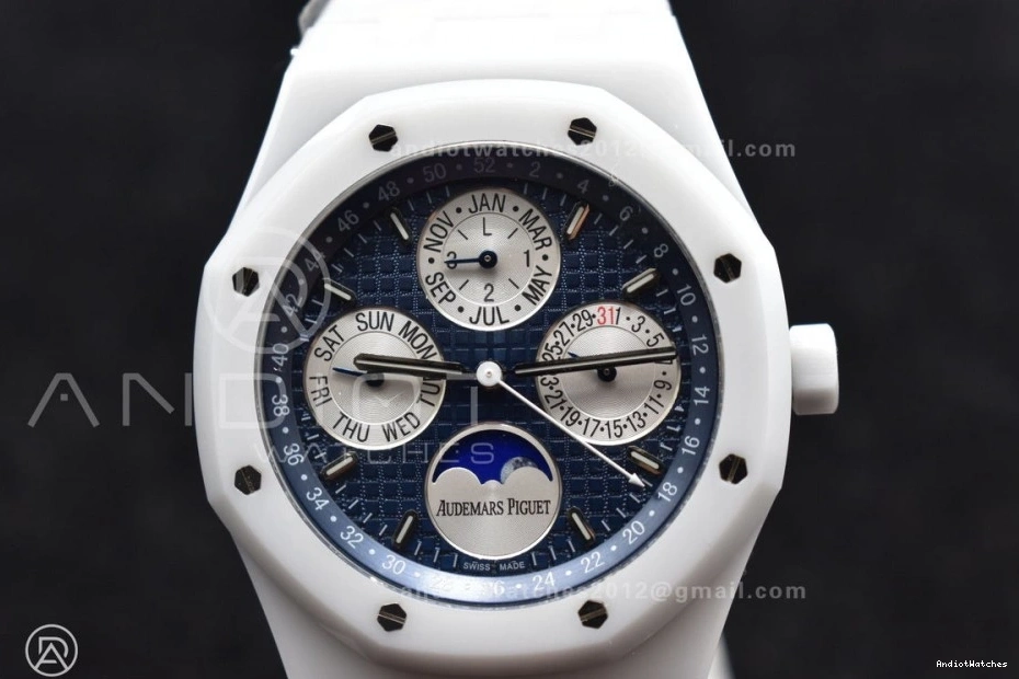 A Bracelet Oak 1052 26579cb Royal APSF Best on Ceramic White SmoothTexture Edition Ceramic Calendar Perpetual 0929